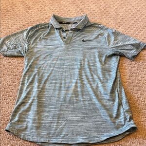 Nike Men's Heathered Light Blue Polo with  Swoosh